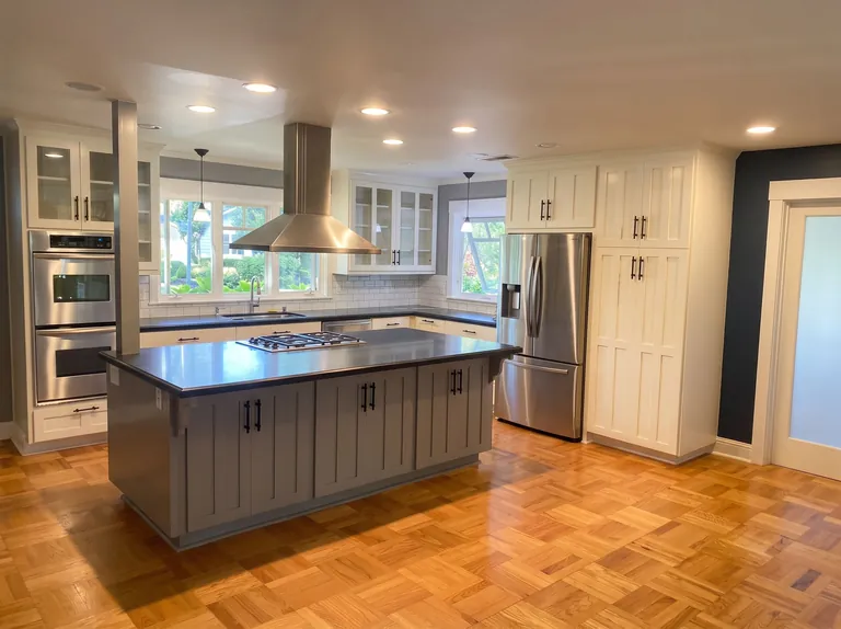 Cream kitchen cabinet refresh, Peninsula