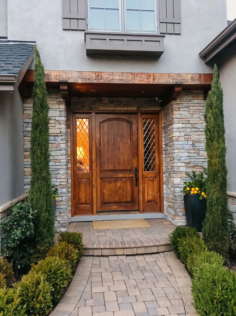 Stone entry door finish, Bay Area